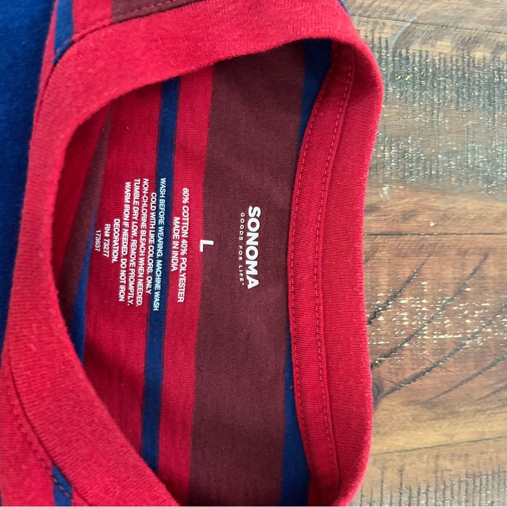 Sonoma Vibrant Red and Navy Striped Tees - 2 for the price of 1